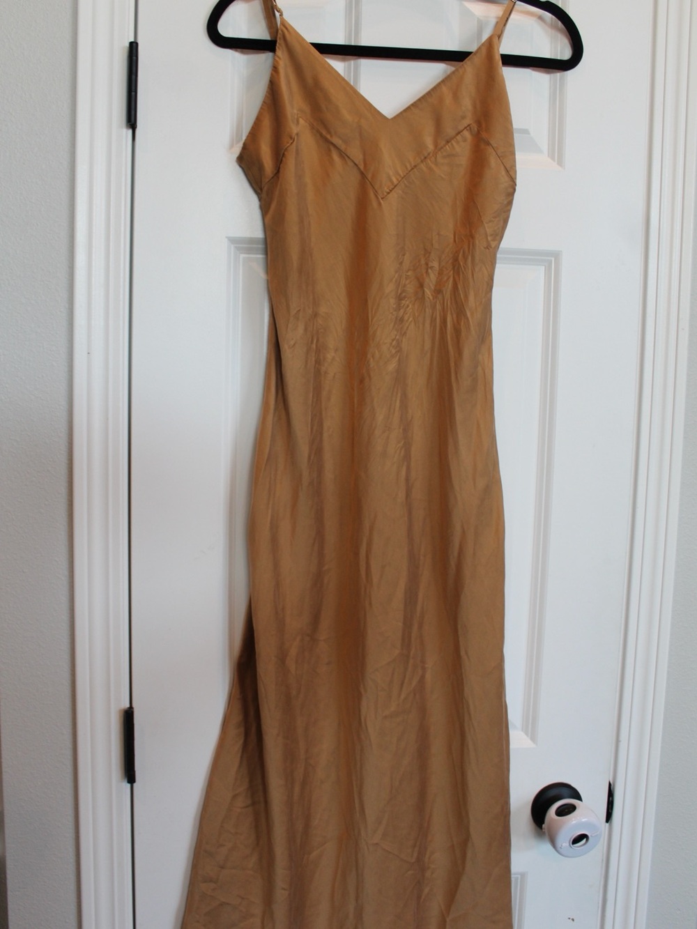Ginia 100% Silk Camel Slip Maxi Dress